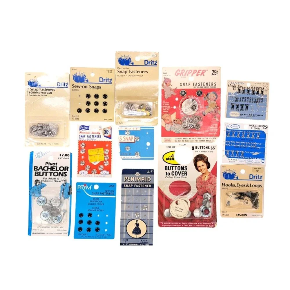 Vintage Fasteners Hooks Snaps Loops Lot Dritz Prym Bundle Penimaid Sewing Notion